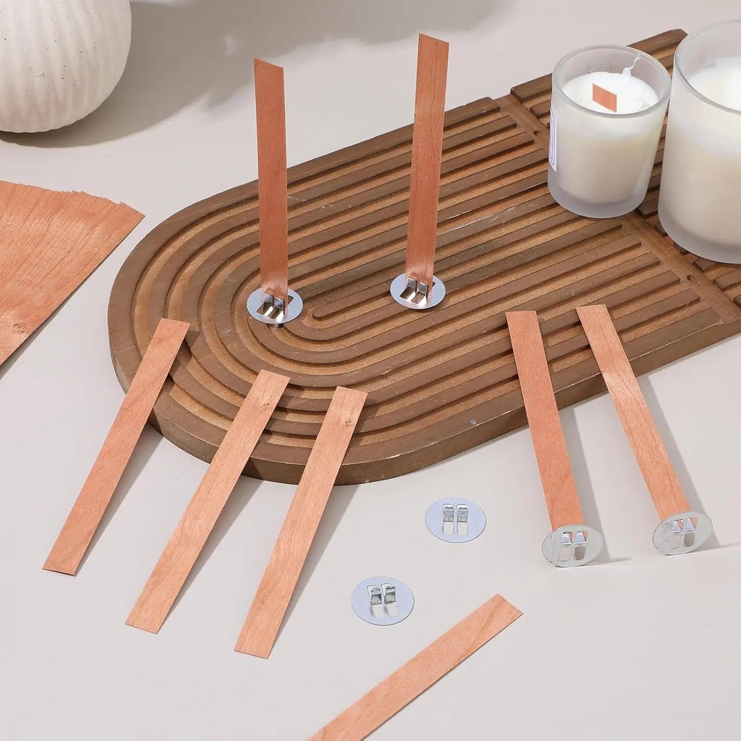 60-Pack Smokeless Wood Wicks with Metal Base – Candle Making Candle Making Wicks Zpaxo