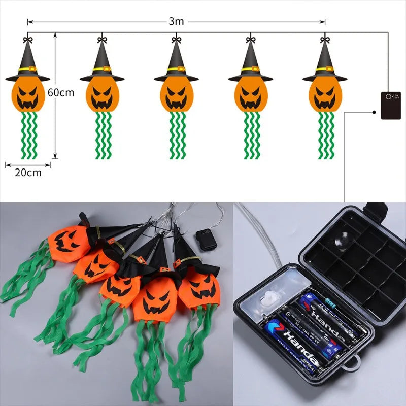 Halloween Glowing Lanterns String Lights Pumpkin Genie Gypsy Ghost