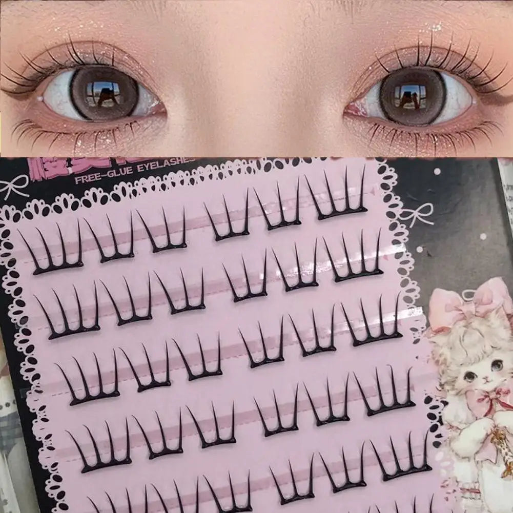 Self-adhesive Segmented False Eyelashes No Glue Individual Lashes Cluster Natural Korean Small Thin Wispy Cluster False Eyelash Zpaxo C