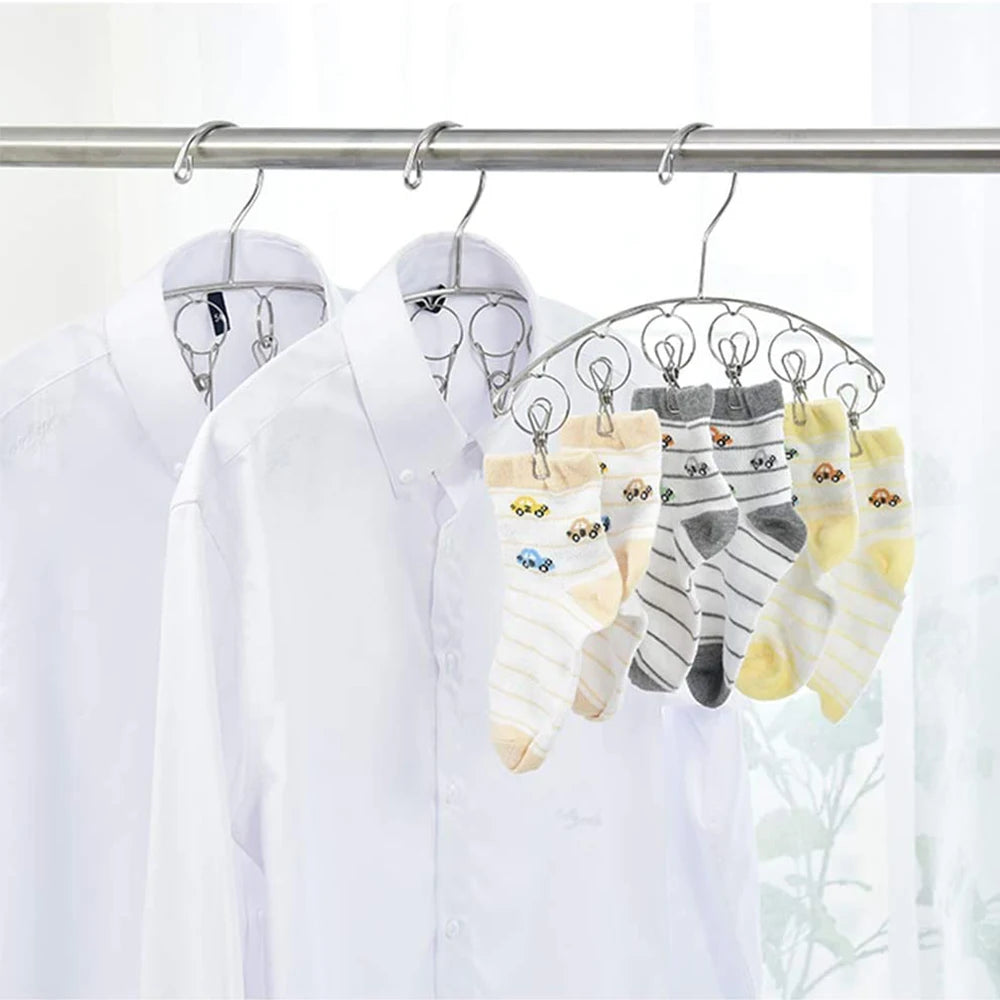 Clothes Drying Hanger with 32 Clips / 8 Clips Socks Underwear Drying Folding Laundry Hanging Rack Zpaxo