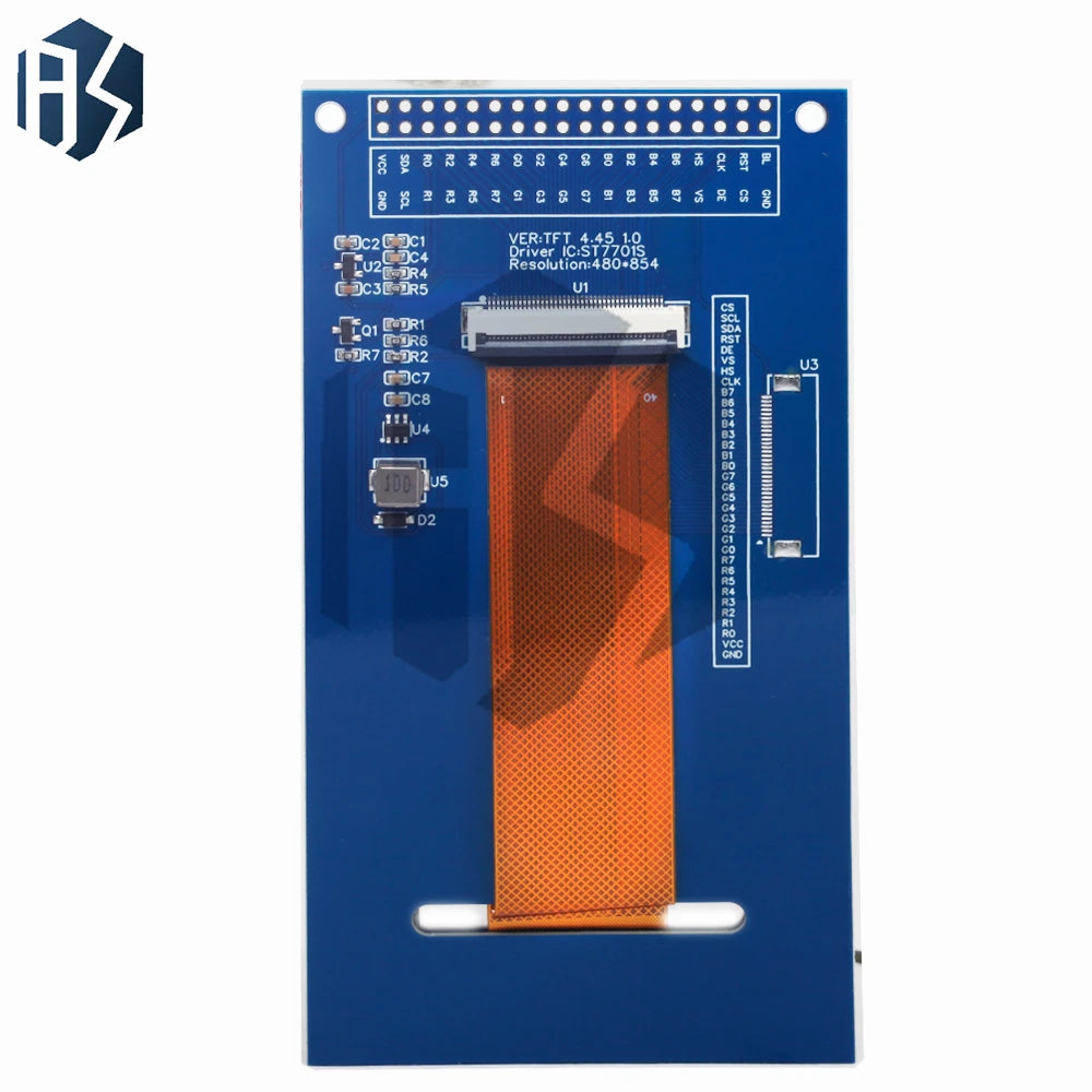 4.45 Inch High Definition TFT Display 480*854 ST7701 Controller RGB Interface Color LCD Module Works with for Arduino Zpaxo