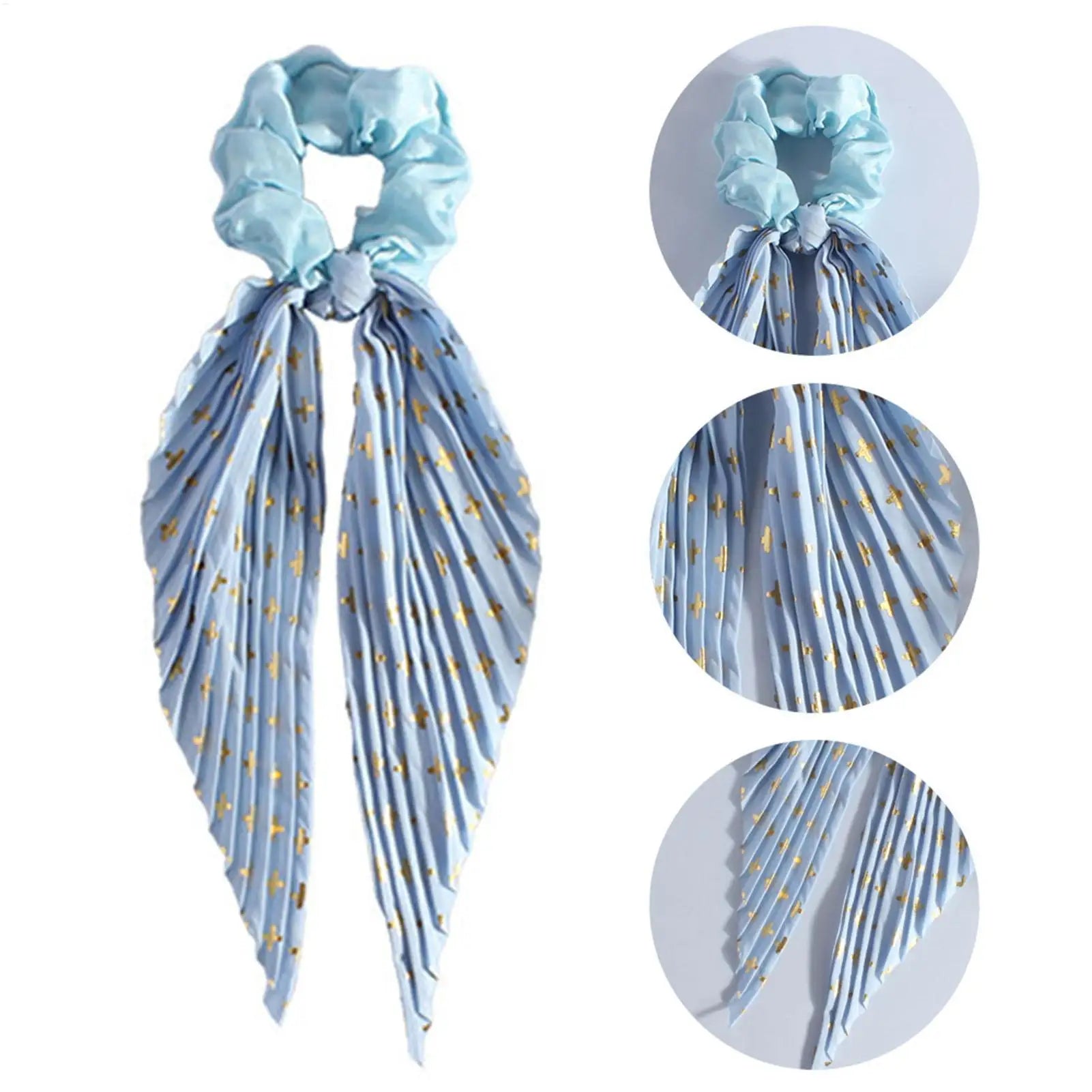 1PC Flower Print Bow Satin Long Ribbon Ponytail Scarf Tie Scrunchies Women Girls Elastic Bands French Headdres Hair Accessories Zpaxo