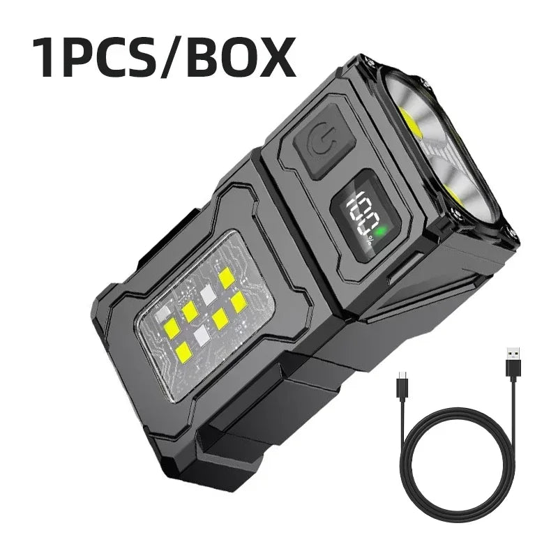 Mini USB-C Rechargeable LED Flashlight 800 Lumen COB Torch