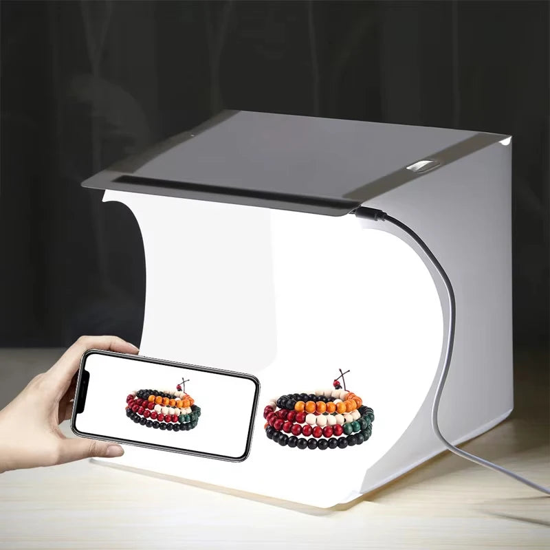 Folding Photo Studio Booth Softbox Small LED Lights Portable Light