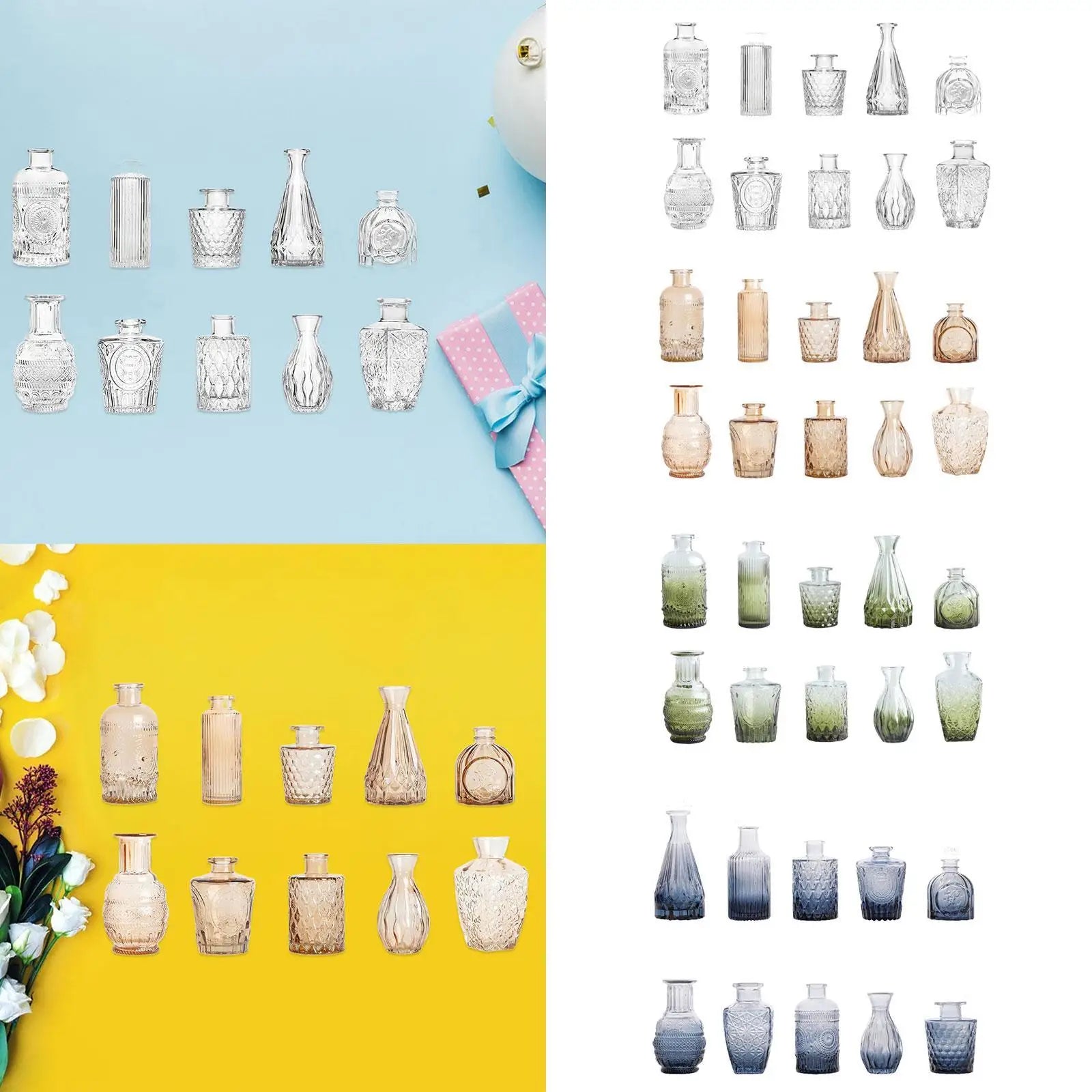 10Pcs Glass Bud Vases Cute Mini Flower Vases Centerpieces Fashion Home Decor Zpaxo
