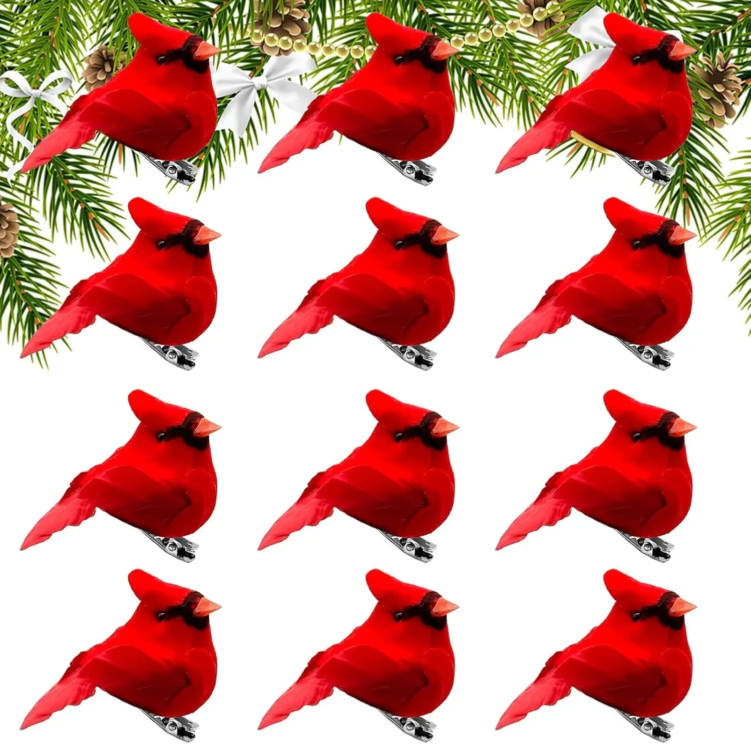 Clip-On Feathered Red Cardinal Bird Christmas Ornament