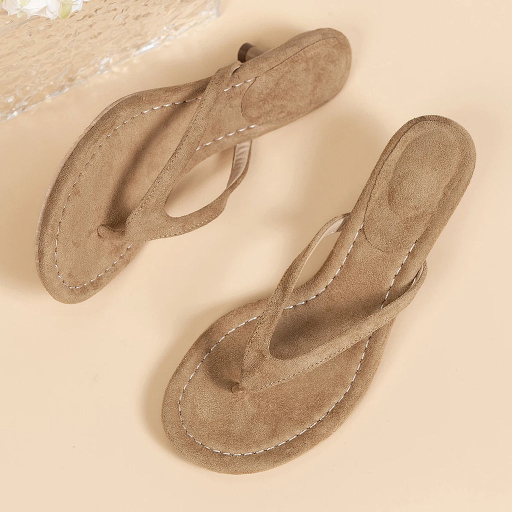 Fashion Women High Heel Slippers Summer Slip on Elegant Low Heel Shoes for Wedding Party Comfortable Non-slip Women's Slippers Zpaxo