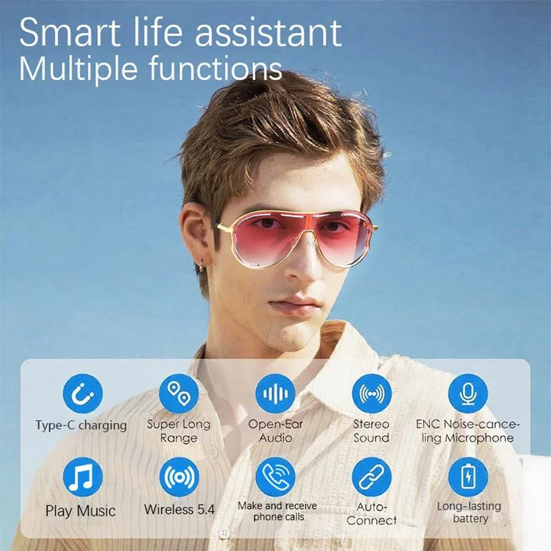 2026 NEW Smart Bluetooth Wearable Wireless Audio Glasses Air Conduction Sunglasses Game UV Resistant Sunglasses Zpaxo