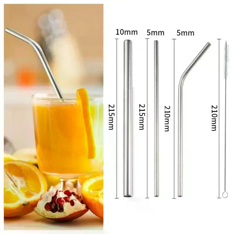 Stainless Steel Straw Reusable Metal Drinking Cleaner Brush Home Zpaxo
