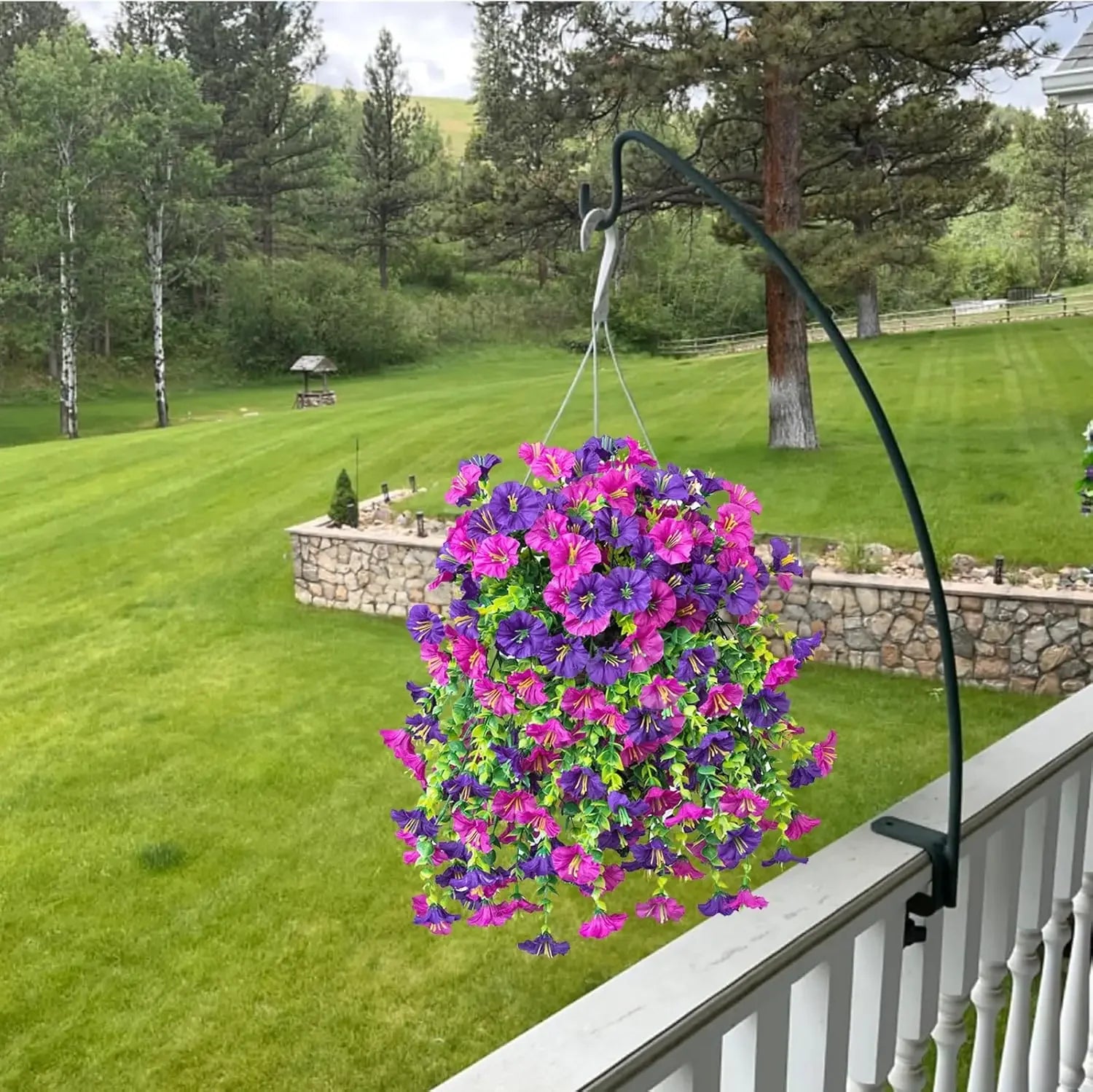 Artificial Hanging Flowers Plants Silk Morning Glory Eucalyptus