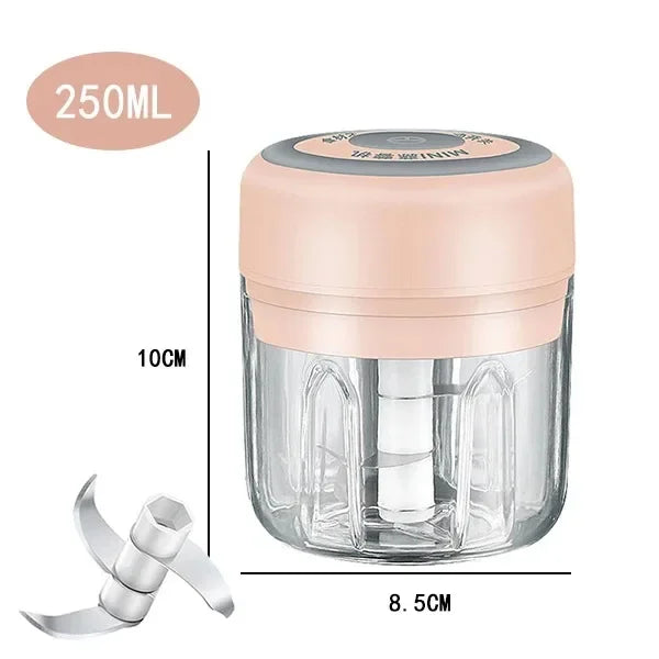 USB Electric Mini Food Chopper – Garlic Masher & Veggie Grinder Electric Food Chopper Zpaxo 105-Pink250ml