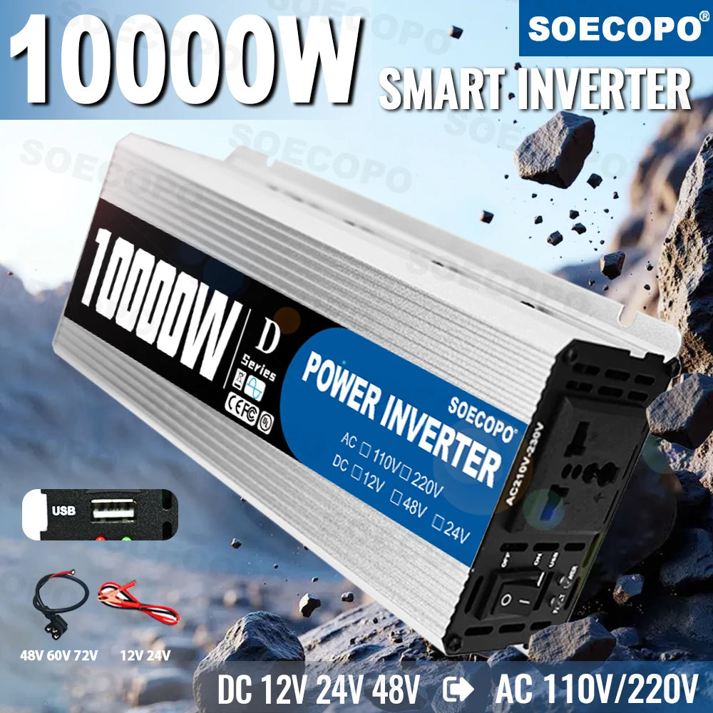 10000W Power Inverter 12V DC to 220V/110V AC– Universal Outlet for Solar, RV, Home & USB Charging CE Safety Zpaxo