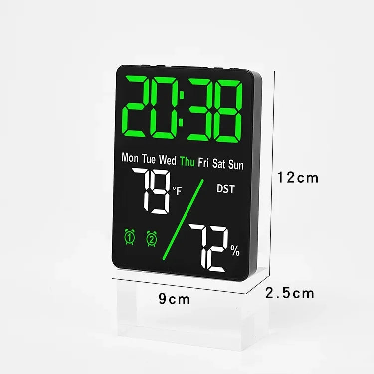 Digital Alarm Clock Desktop 3-Level Brightness Dimmable Led Electronic Wall Clock Temperature and Humidity Display Table Clock Zpaxo