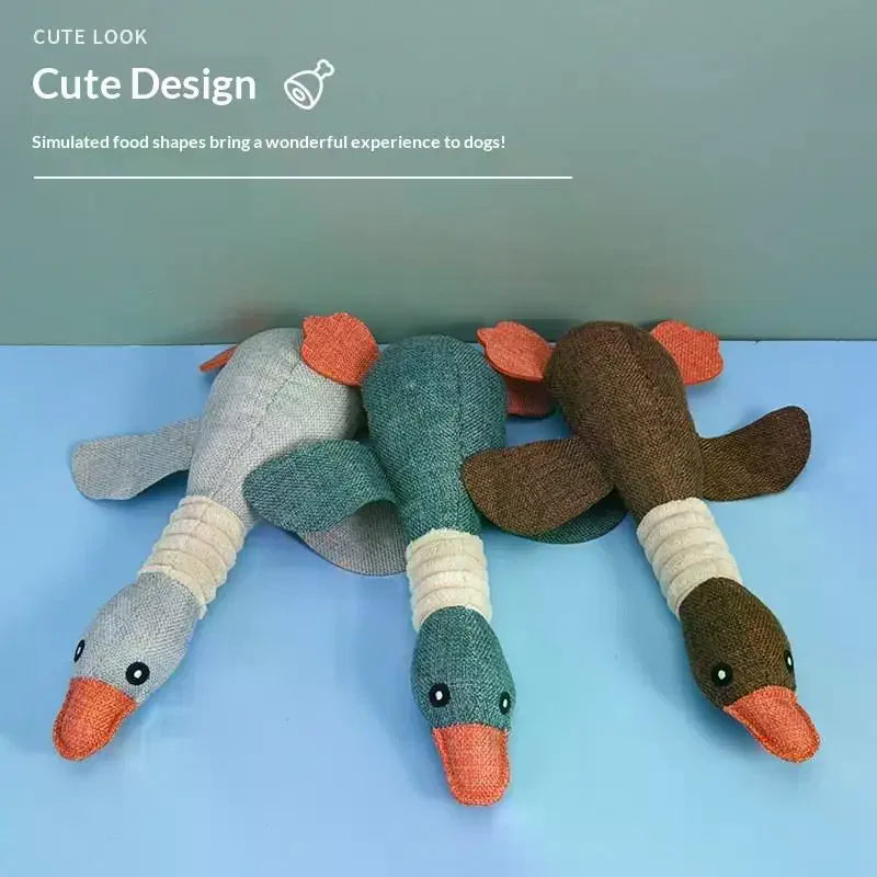 Pet Mallard Duck Dog Toy Big Chewers Squeaky Goose Puzzle Training Zpaxo