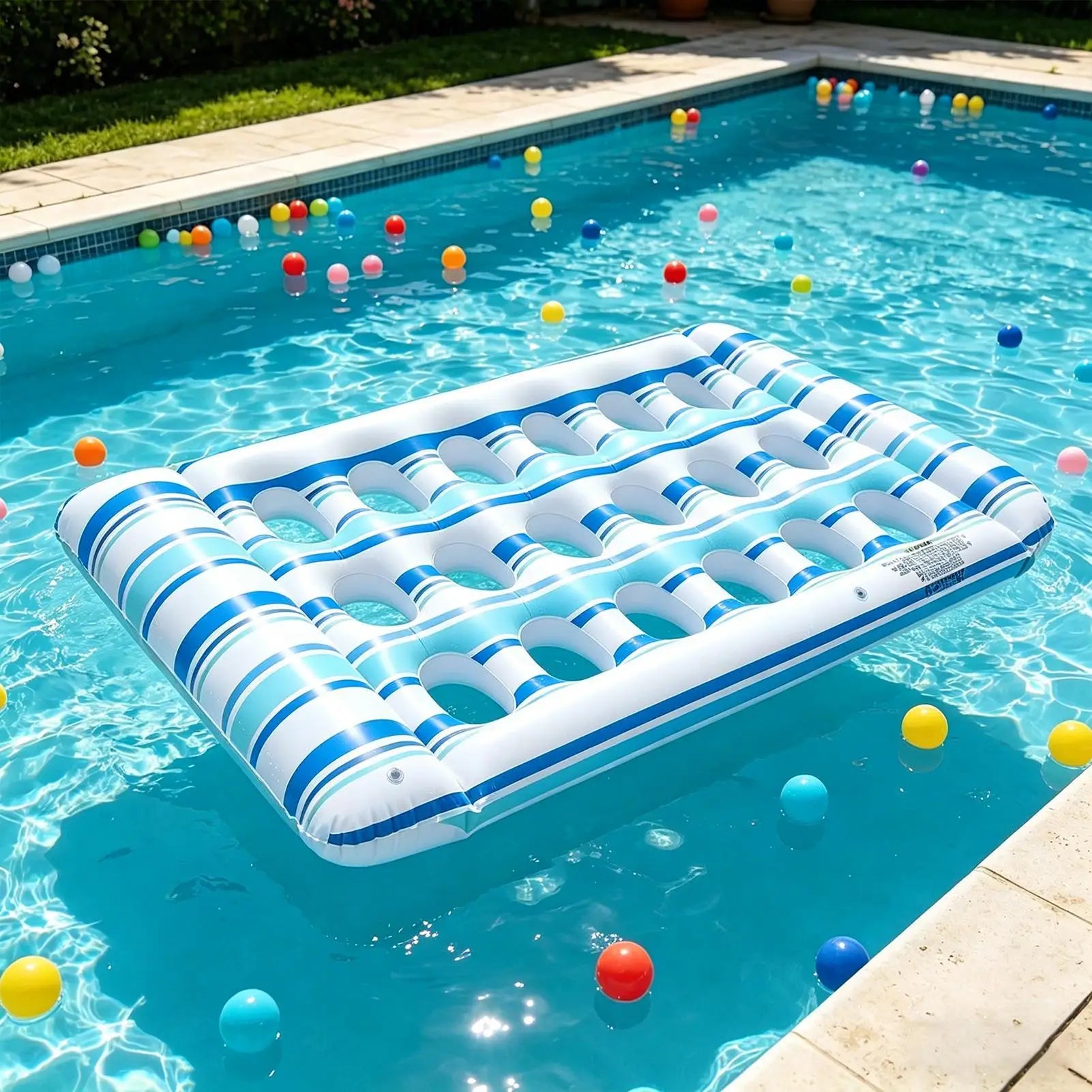 Pool Floats Inflatable Float Lounger Headrest Sun Tanning Raft Summer Zpaxo