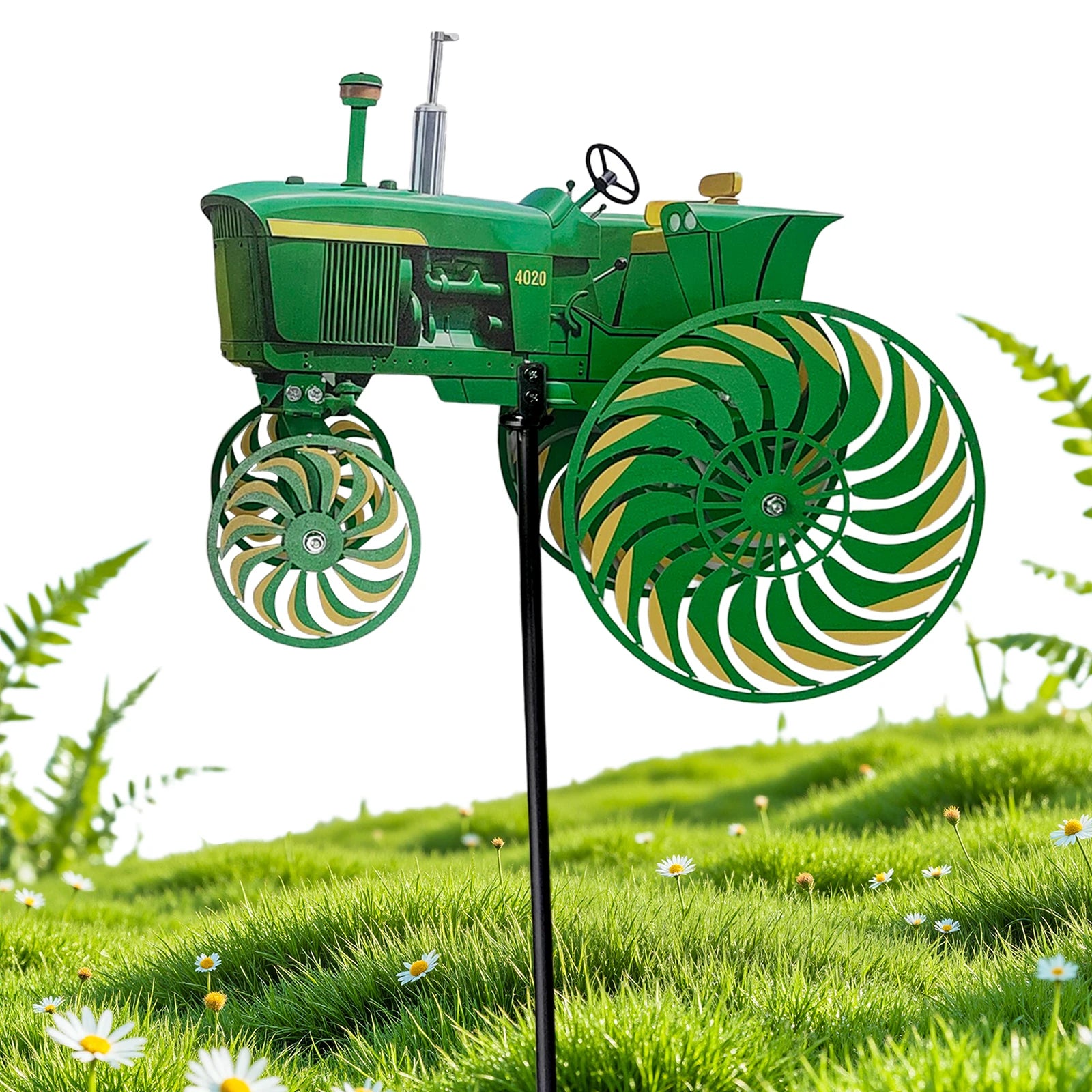 Tractor Wind Sculpture Decorative Windmill Outdoor Spinner Patio Yard