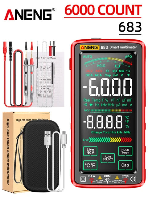 ANENG 683 Rechargeable Smart Touch Digital Multimeter 6000 Counts AC