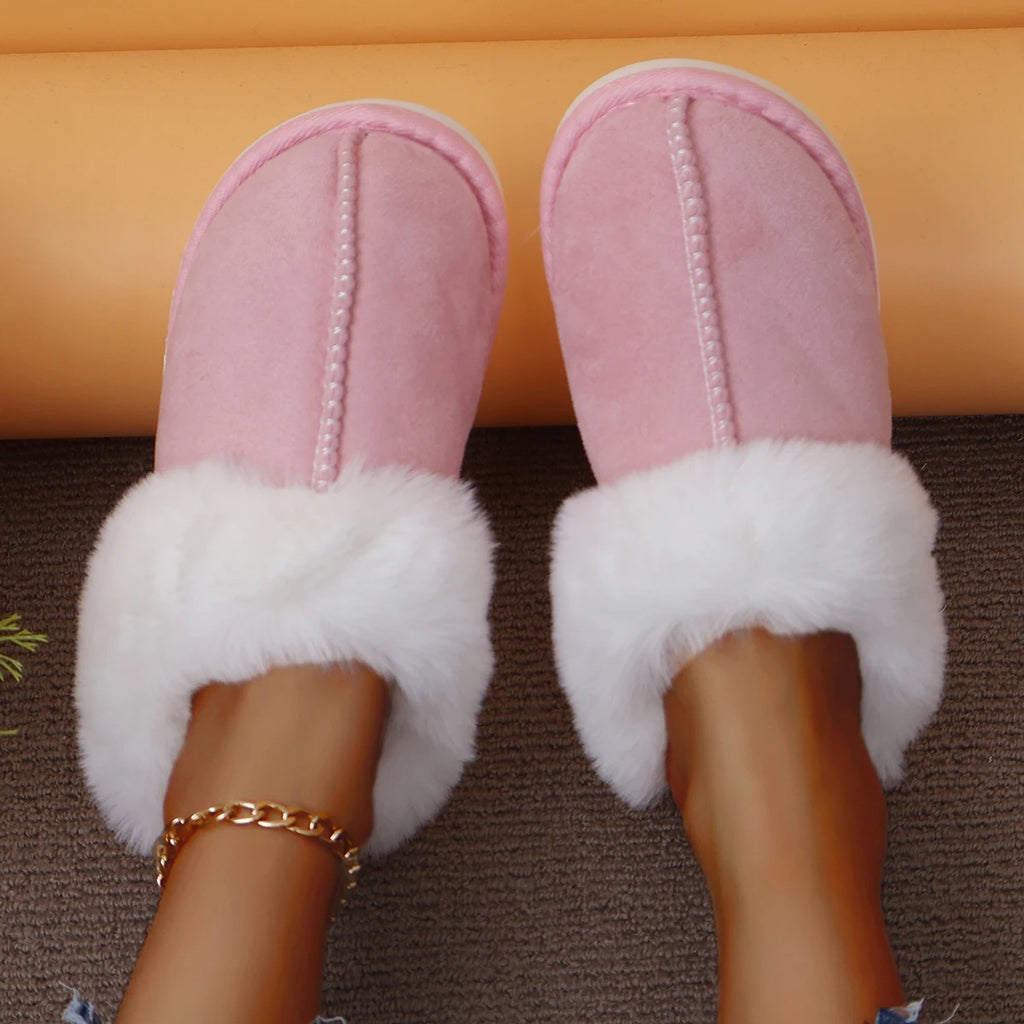 2025 New Women Slippers Lightweight Casual Indoor Slides Female Thicken Plush Home Shoes Woman Closed Toe Warm Cotton Slippers Zpaxo