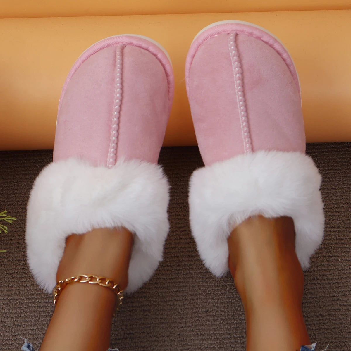 2025 New Women Slippers Lightweight Casual Indoor Slides Female Thicken Plush Home Shoes Woman Closed Toe Warm Cotton Slippers Zpaxo