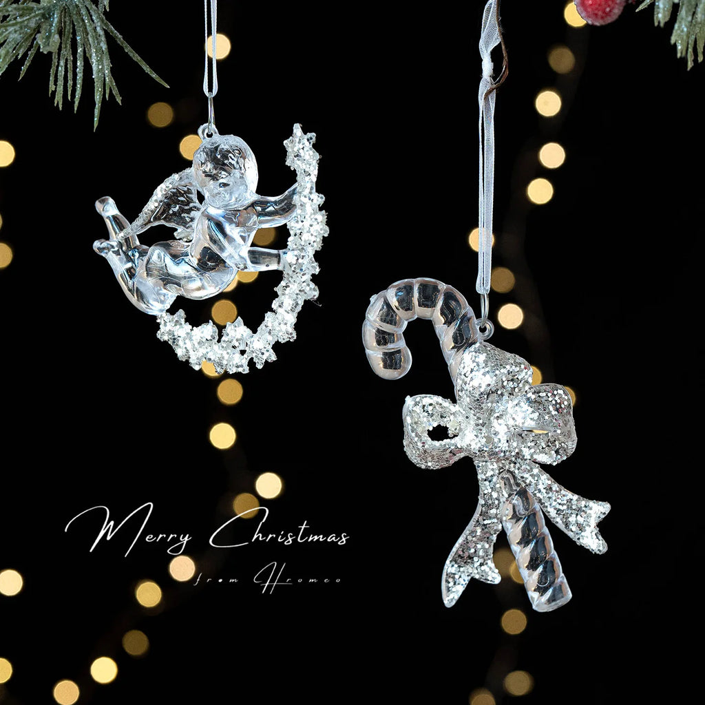 Clear Acrylic Christmas Ornaments – Angel & Deer Tree Pendants