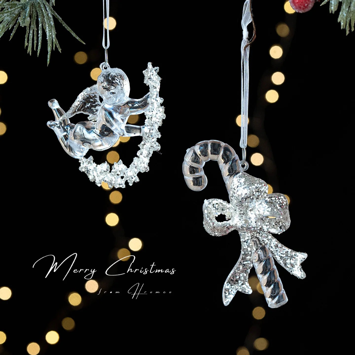 Clear Acrylic Christmas Ornaments – Angel & Deer Tree Pendants