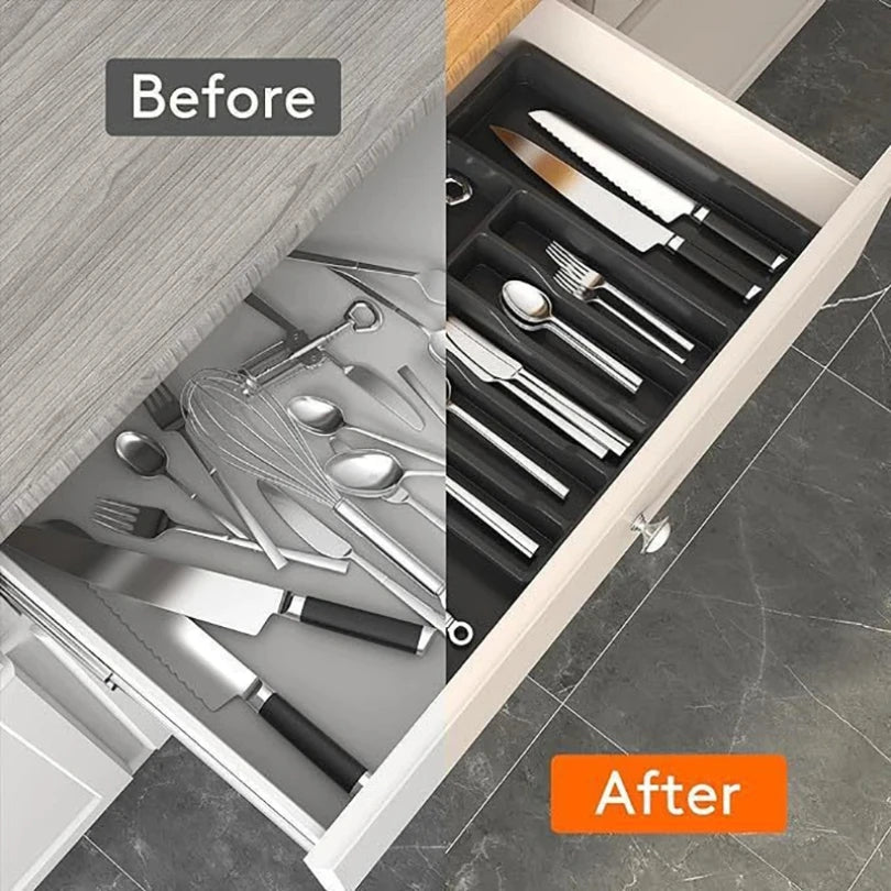Expandable Cutlery Tray – Adjustable Kitchen Drawer Organizer Drawer Organizer Tray Zpaxo