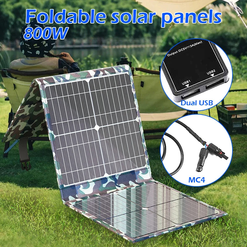 100-800W Foldable Solar Panel Kit - Complete MPPT Power Station for Car Boat Caravan & Camping 18V Portable Generator Zpaxo