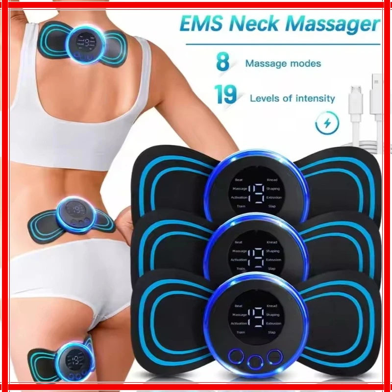 LCD Display EMS Neck Massage Electric Massager Cervical Neck Back Patch 8 Mode Pulse Muscle Stimulator Zpaxo