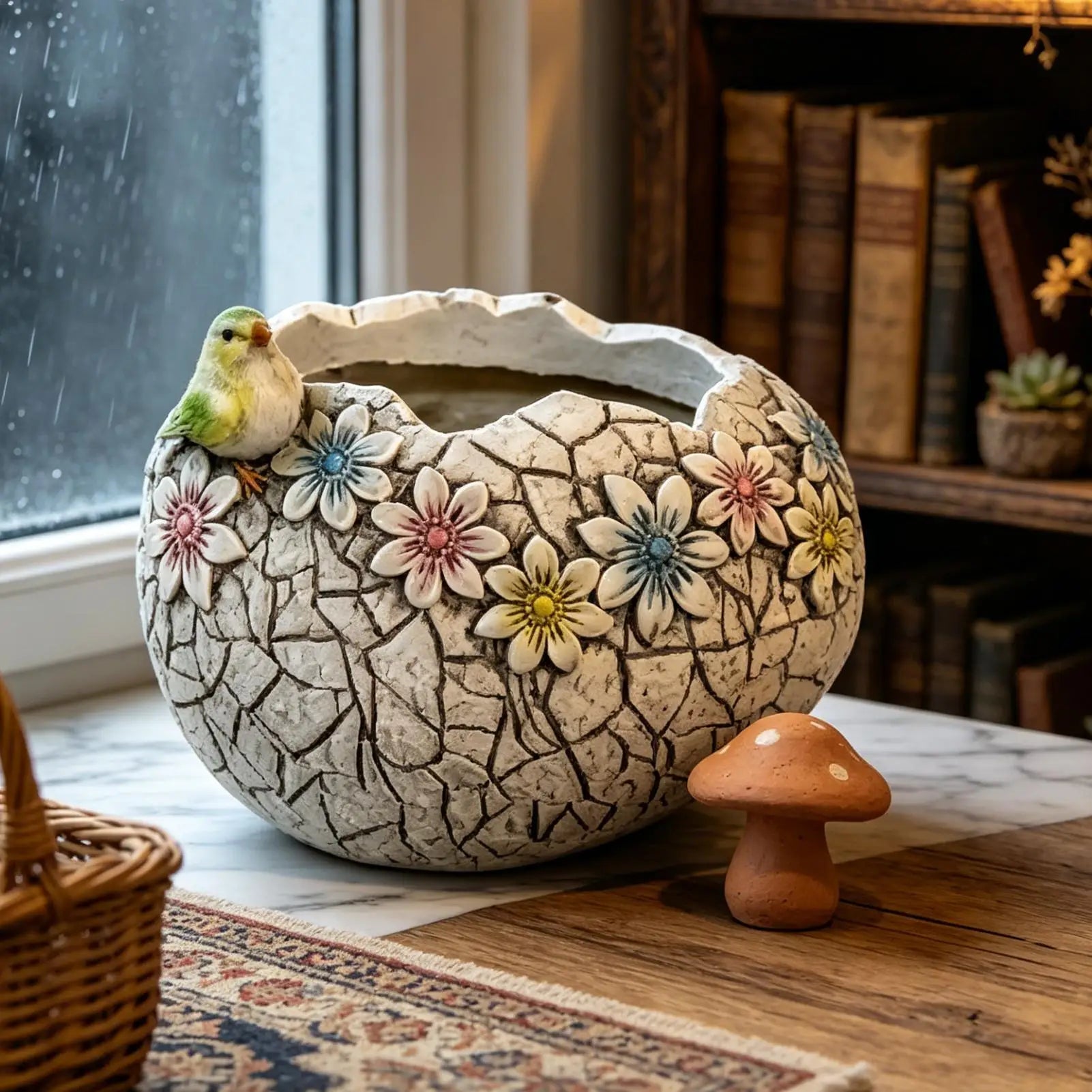 Resin Planters Outdoor Plants Cracked Egg Shell Funny Patio Flower