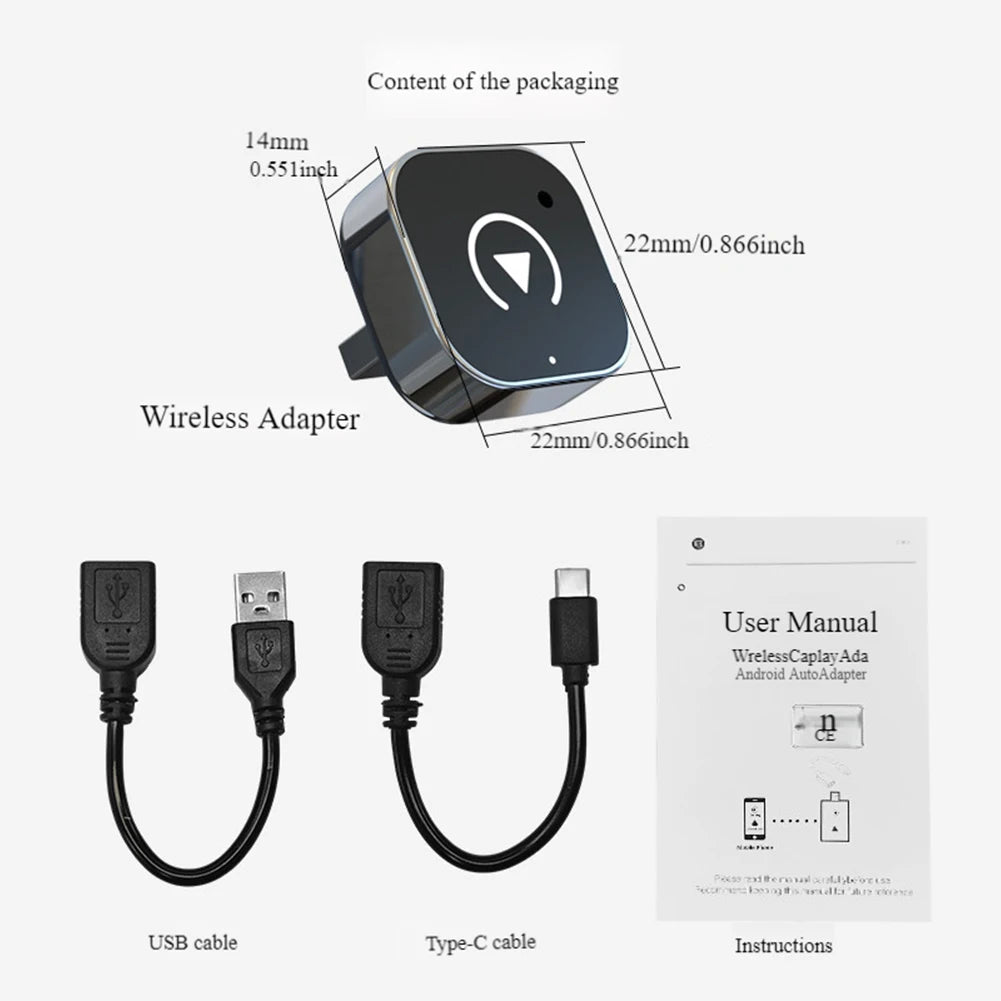 1 Wireless Carplay Android Auto Adapter AI Box Convert Wired Connect