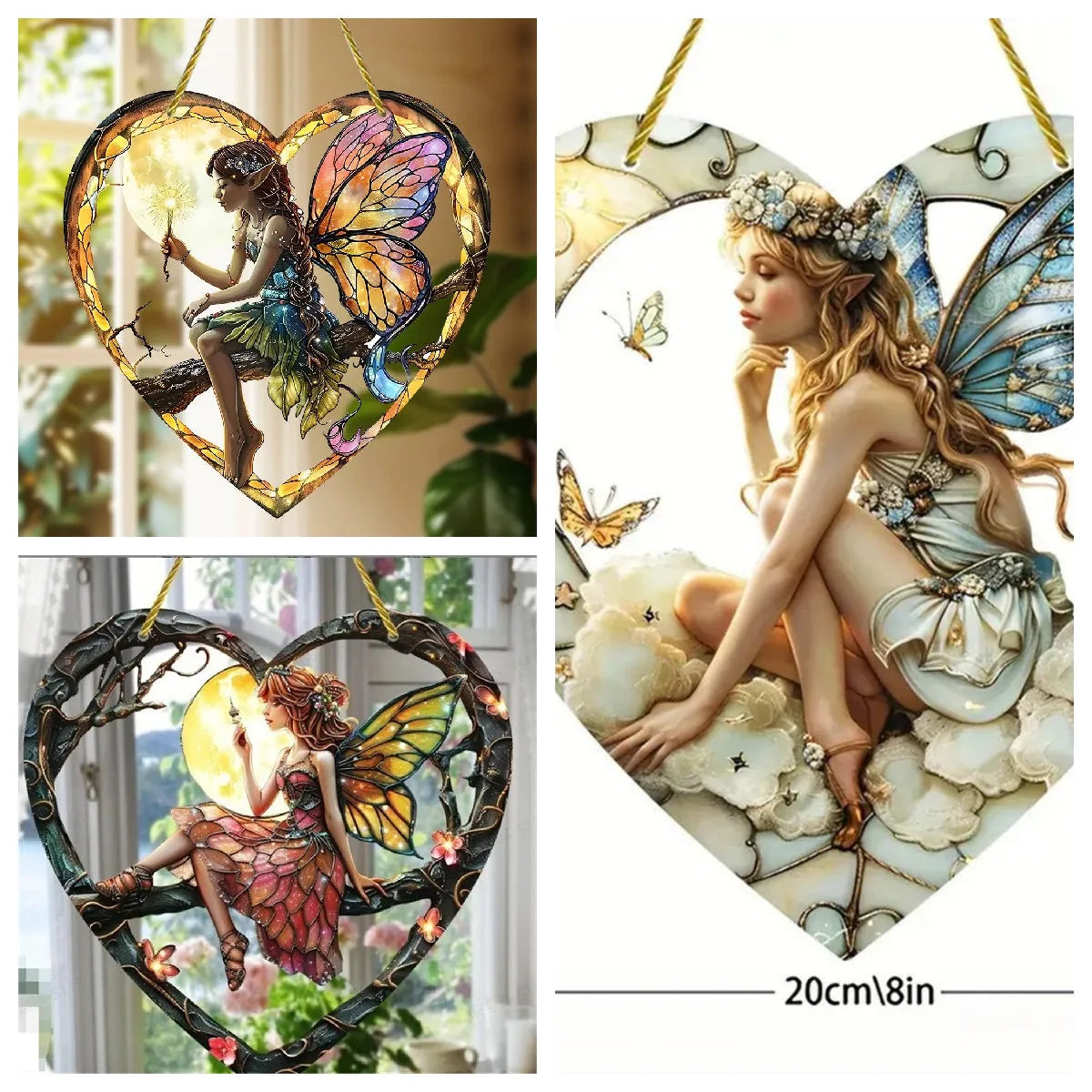 Heart Fairy Suncatcher – Acrylic Window Hanging Pendant Decor