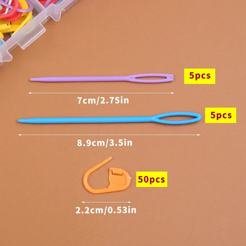 61pcs Multicolor Plastic Resin Small Clips Knitting Crochet Markers Locking Stitch Needle Clip Marking Rings DIY Sewing Tool Zpaxo