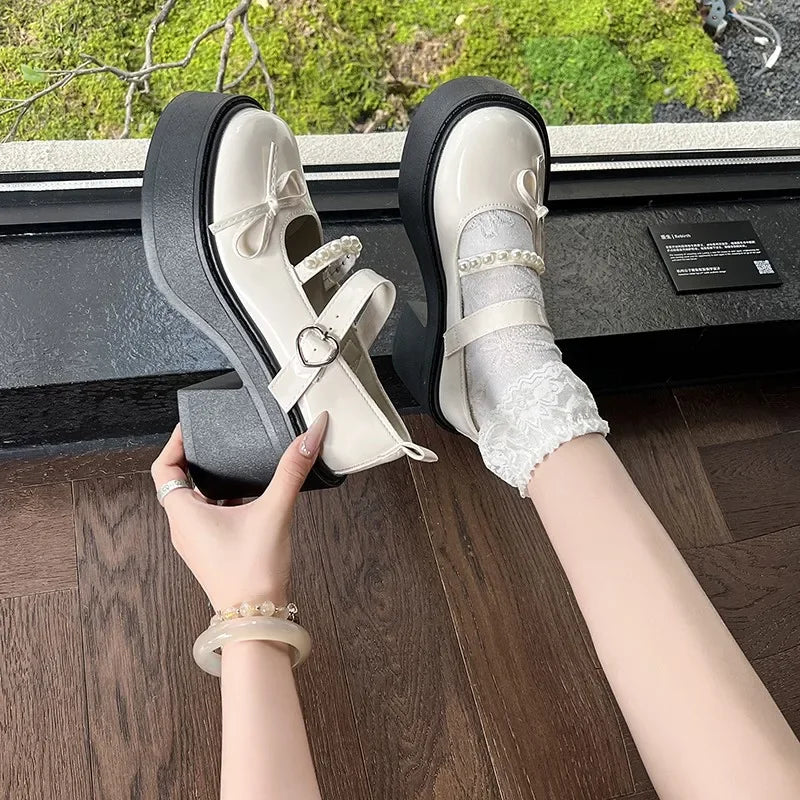 Black Heels Mary Jane Shoes Women 2025Goth Chunky Platform Pumps