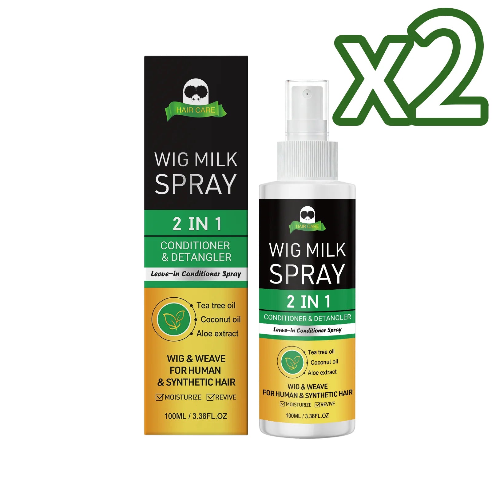 2-in-1 Wig Milk Spray Anti-Frizz Leave-In Conditioner 100ml Wig Conditioner Spray Zpaxo 100ml Boxed X 2PCS