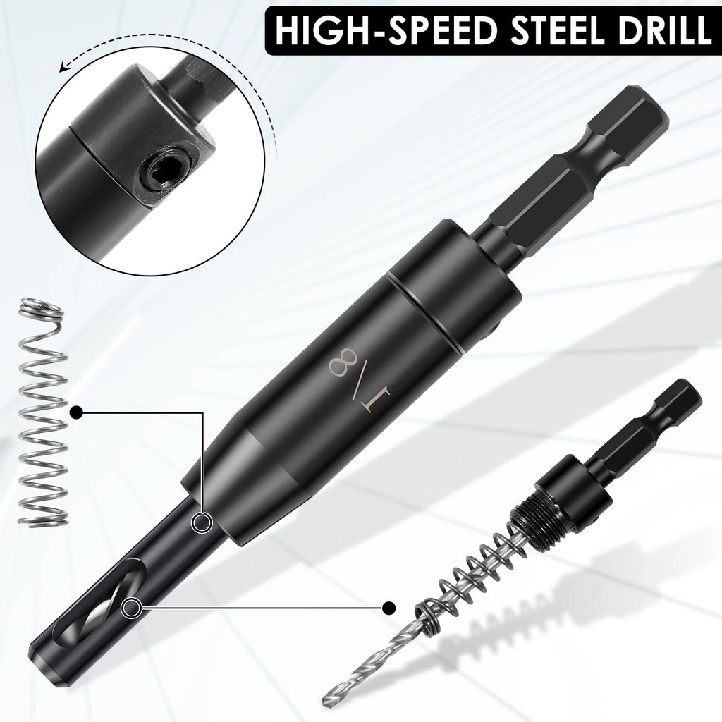 16 PCS/kit Self Centering Drill Bit Set 3/32" 7/64" 1/8" with 10 Twist Drill Bits and 1 Hex Wrench for Precision Woodworking hot Zpaxo