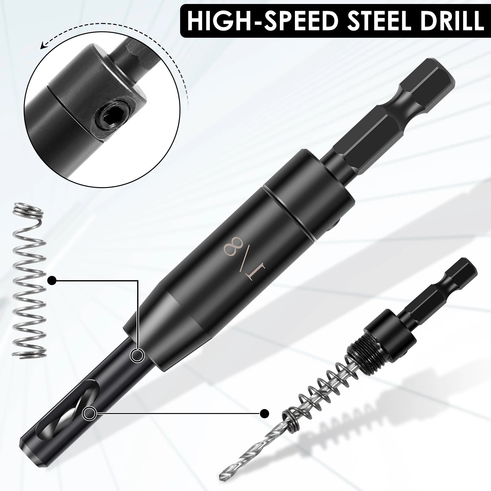 16 PCS/kit Self Centering Drill Bit Set 3/32" 7/64" 1/8" with 10 Twist Drill Bits and 1 Hex Wrench for Precision Woodworking hot Zpaxo