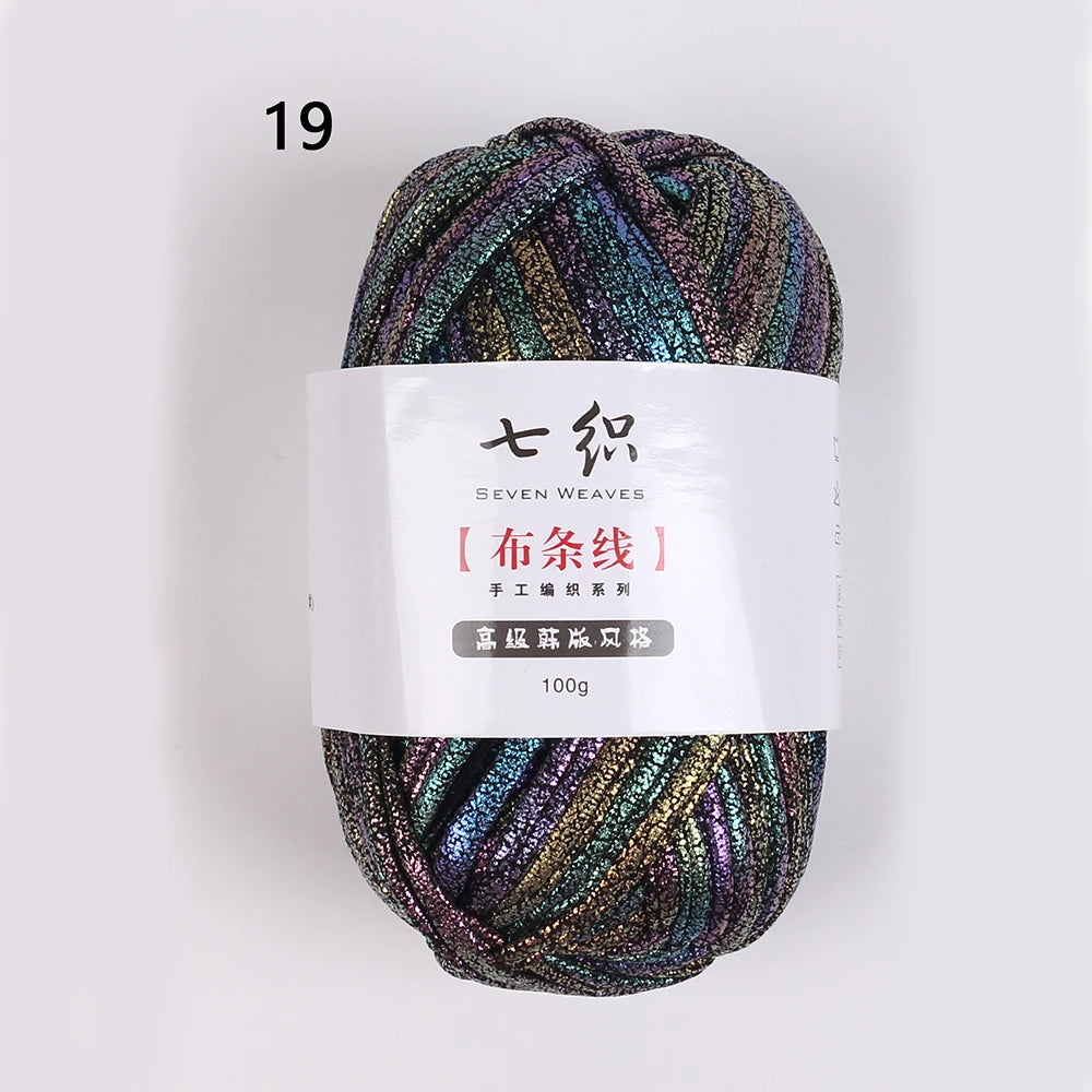 100g/Roll Metallic Crochet Yarn Imitation Leather Shiny Crochet Yarn Fabric Yarn for Knitting T-Shirt Bag Craft Zpaxo Black