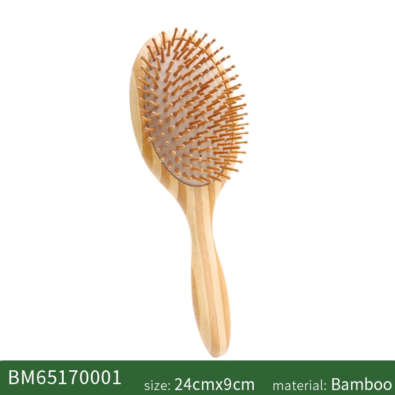 Bamboo Hair Brush Women Wood Hair Comb Wide Teeth Bamboo Airbag Massage Scalp Brush Anti-static Hair Combs for Prevent Hair Loss Zpaxo Big Size China Mainland