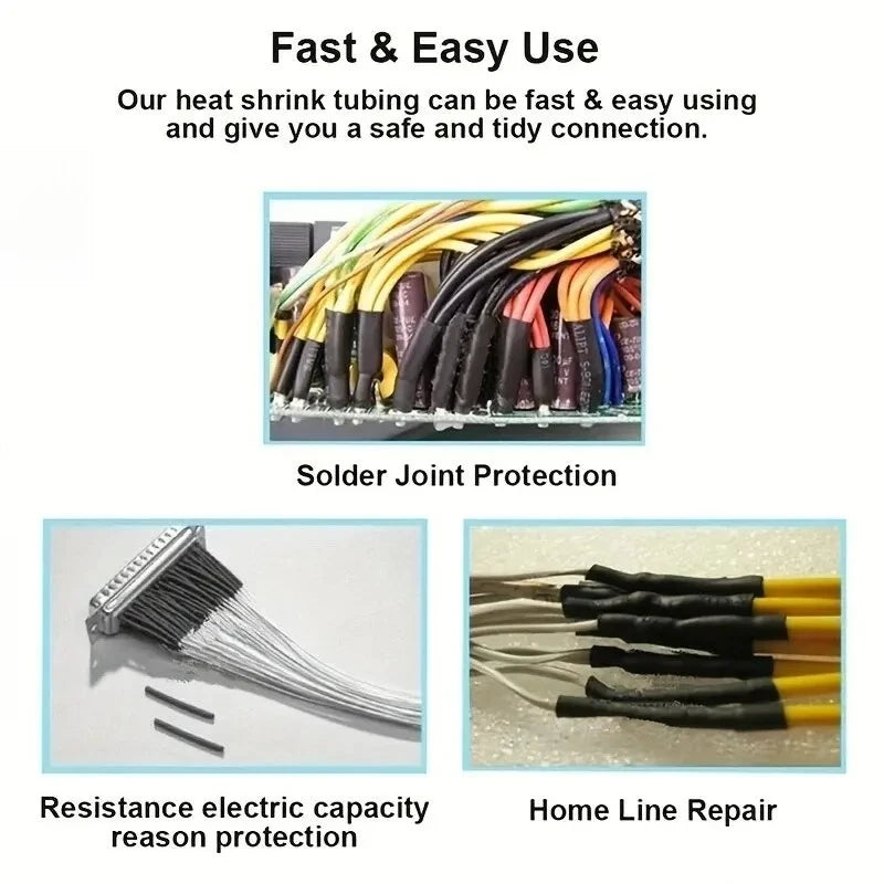 127Pcs/lot Black Heat Shrink Sleeving Set Thermoresistant Tube Shrink Wrapping Wire Cable Polyolefin Wrap Tubing Zpaxo