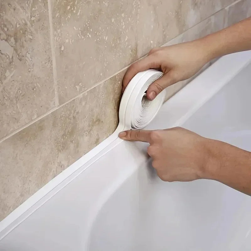 1m/3.2m PVC Waterproof Sealing Tape for Bathroom Sink, Shower, Bathtub and Toilet - Self Adhesive Wall Sticker Zpaxo