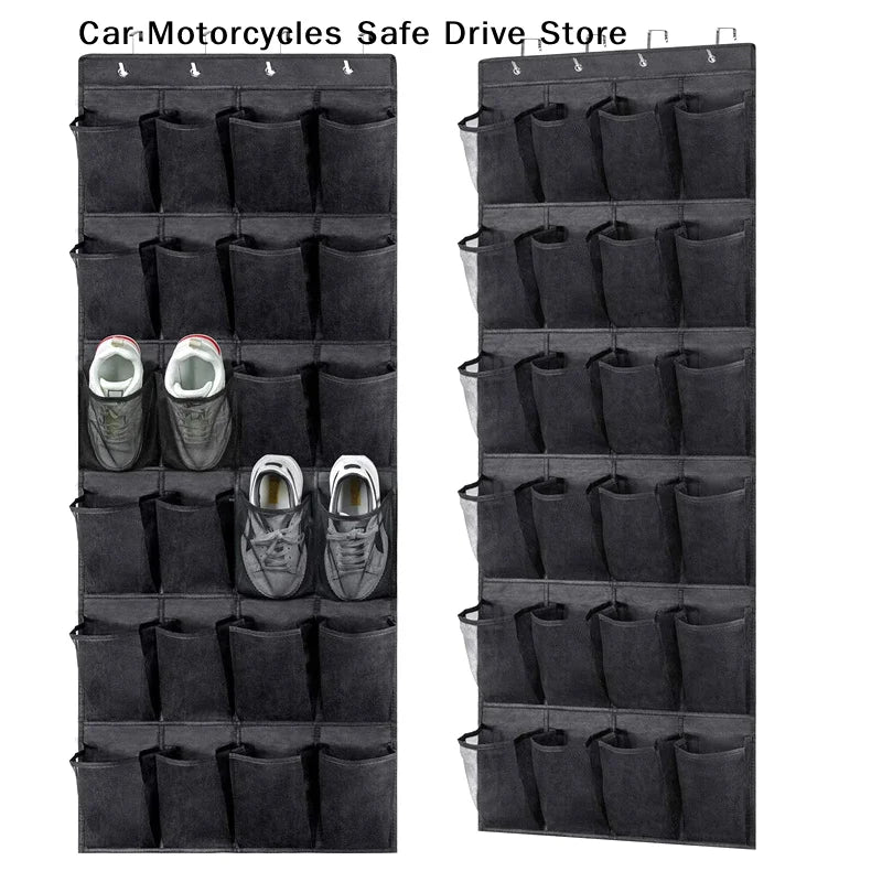 12 24 Grids Wall-mounted Shoe Organiser Fabric Closet Bag Storage
