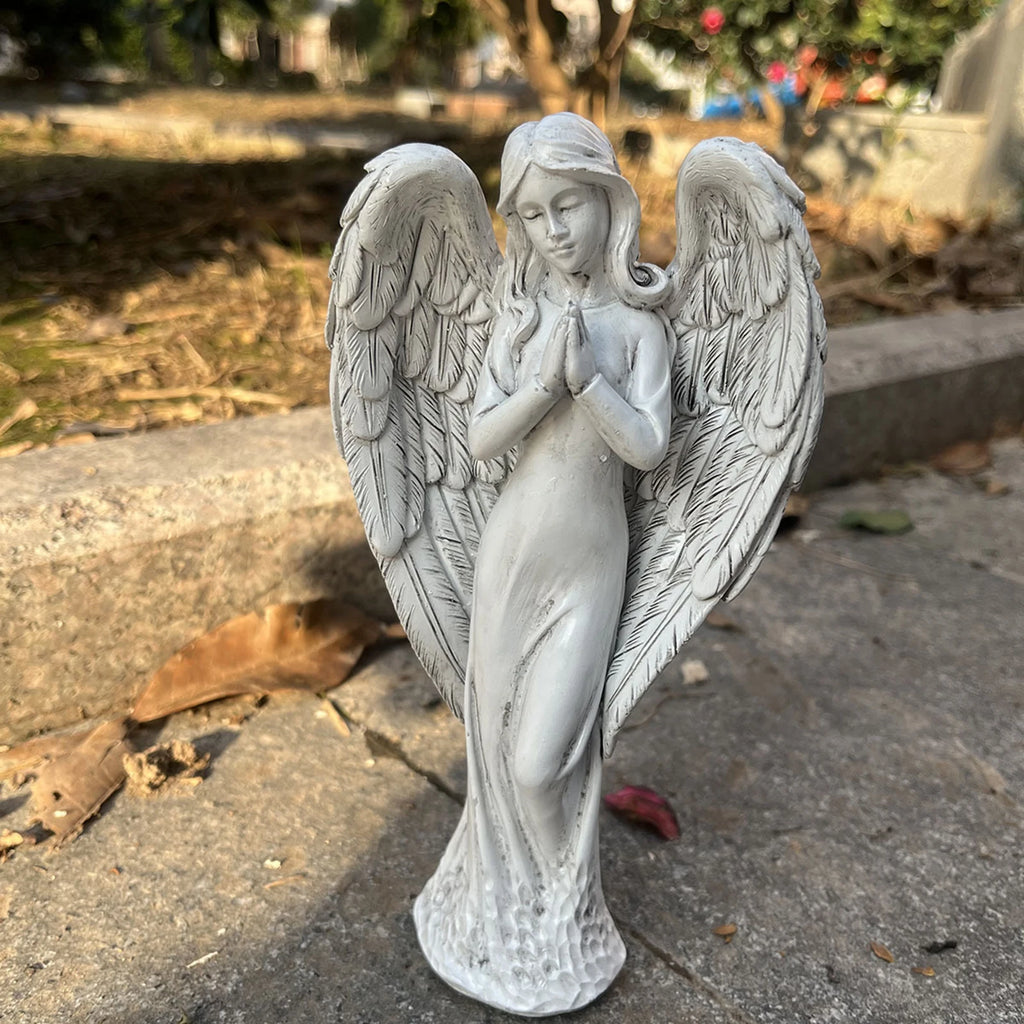 Angel Garden Statue Outdoor Decoration Height Memorial Decor Praying Zpaxo