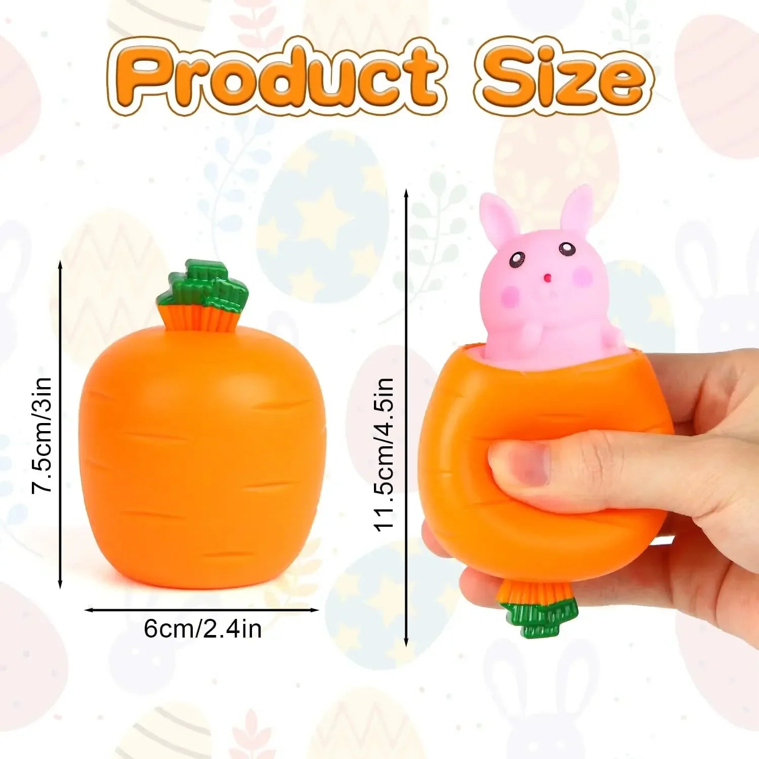 Easter Carrot Rabbit Fidget Toys Squeeze Ball Kids Relieve Stress Up