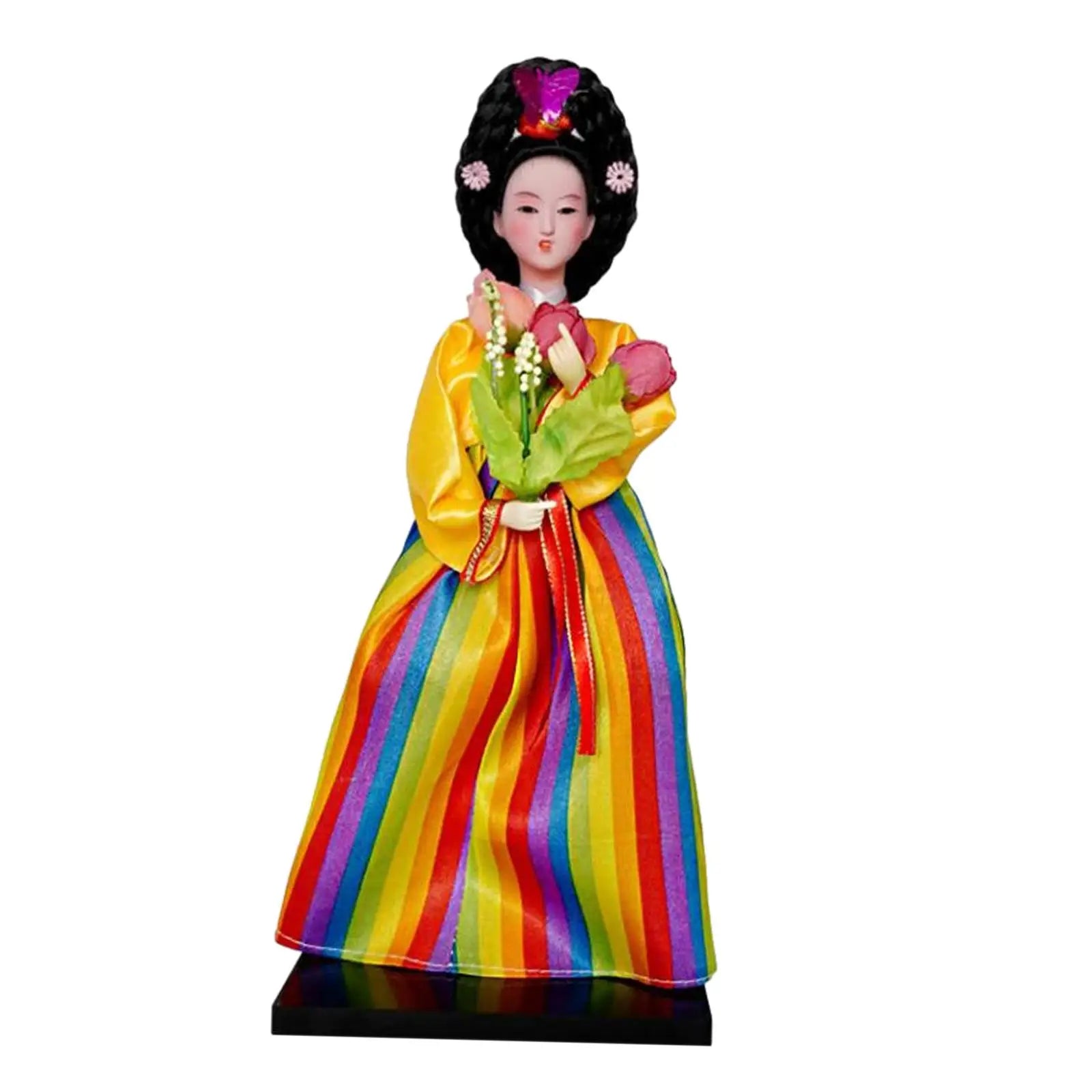 Korean Hanbok Doll Figurine – 12" Resin Collectible Statue Decorative Figurine Zpaxo Style C
