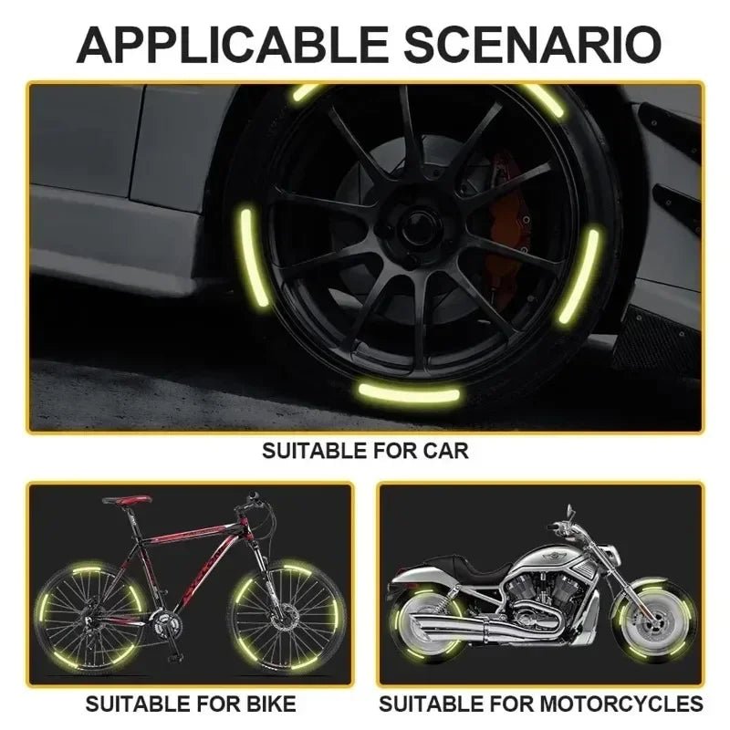 40-Pack Reflective Wheel Hub Stickers – Car & Motorcycle Decals
