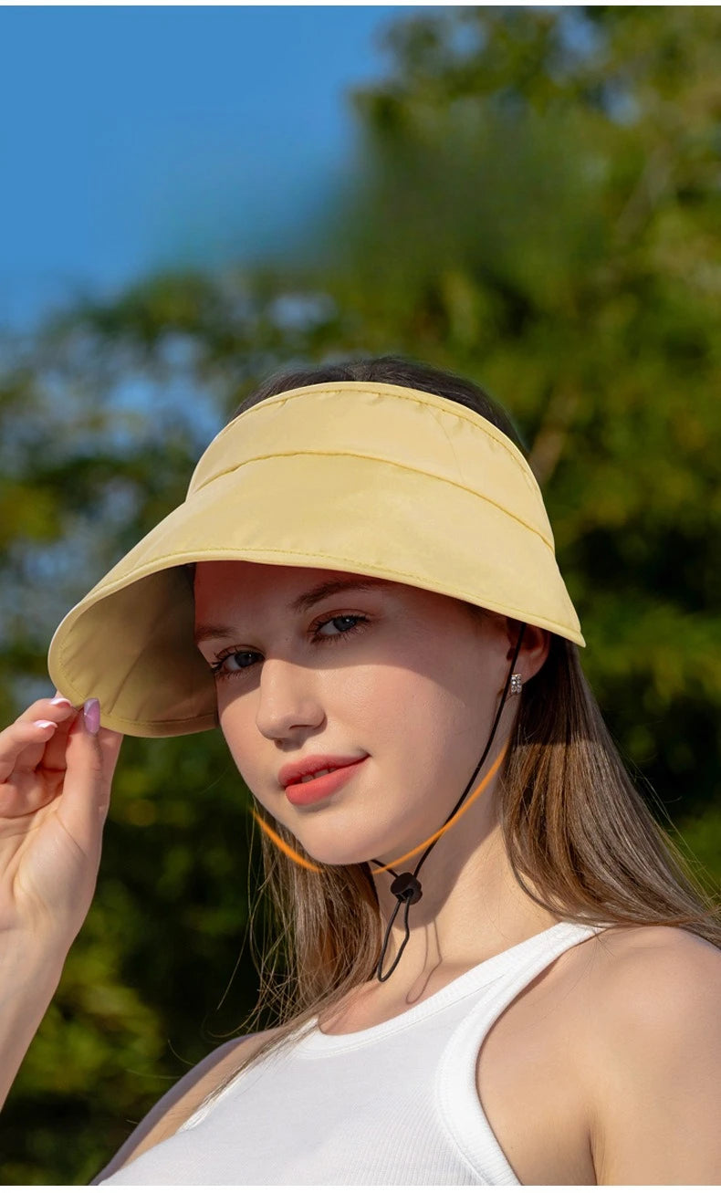 Summer sun hat women's foldable quick drying hat men's empty top hat women's UV resistant travel hat large brim sun hat women's Zpaxo