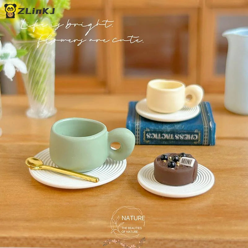 ▶3PCS Simulation Water Cup Toy Dollhouse Miniature Accessories Alloy Coffee Drink Cup Model Doll House DIY Decoration Zpaxo