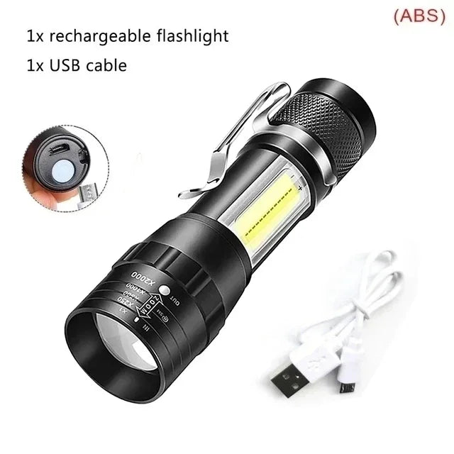 Tactical LED Flashlight 2300LM Zoomable USB Rechargeable Torch