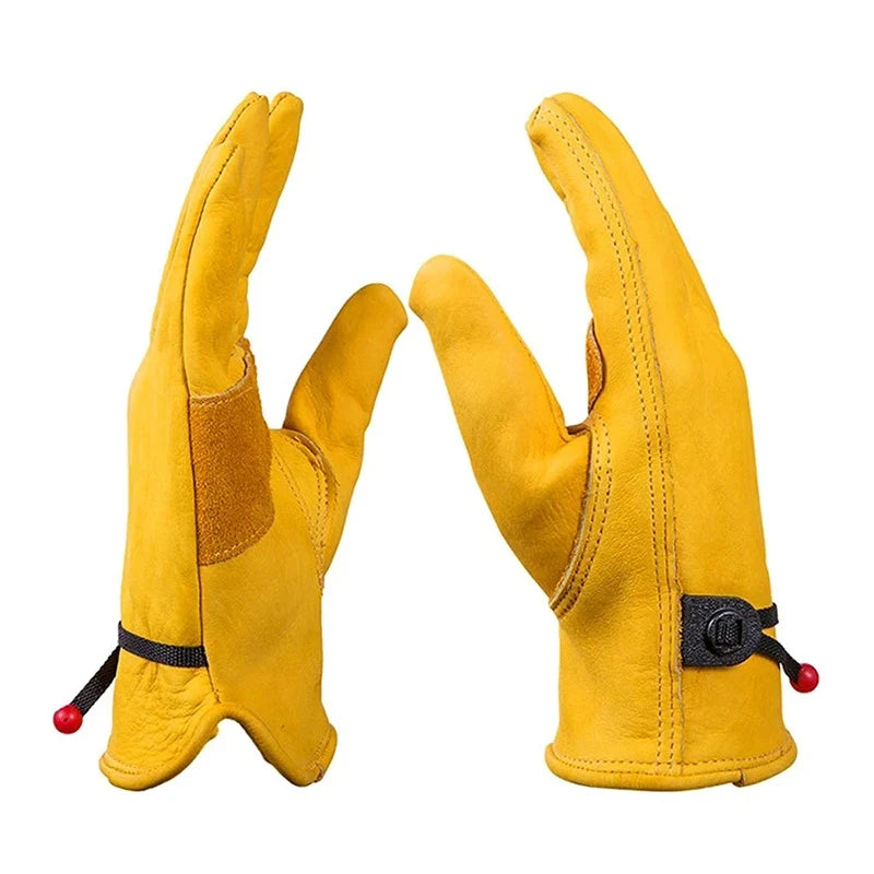Cowhide Welding Working Safety Protection Gloves HeatInsulation Anti-cut Fire Retardant Woodstove Fireplace Barbecue Baking Zpaxo M