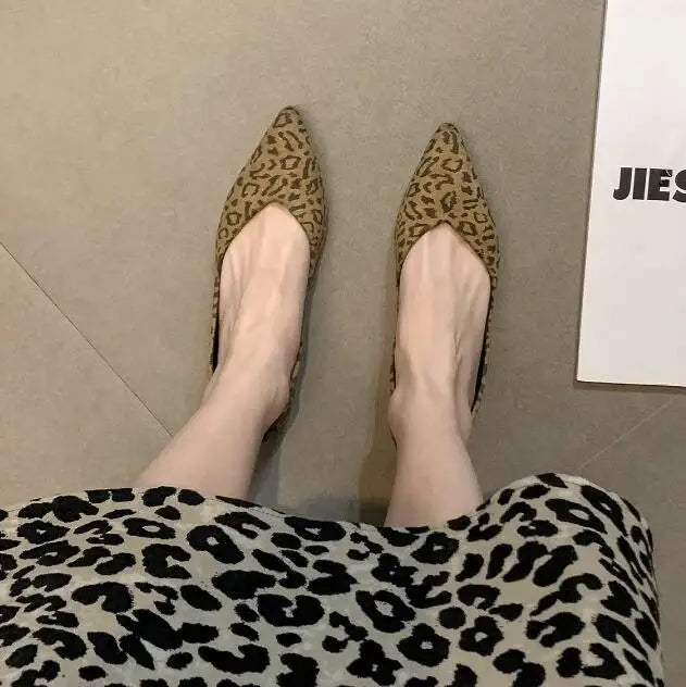 Leopard Print Flat Shoes Women's New Spring Autumn Fashion Pointed Fashion Large Size 44 45 46 Women's Shoes Zapatillas Mujer Zpaxo Brown 44